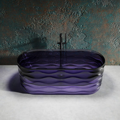Aihm-Lon Freestanding Bathtubs - Wavy Transparent Bathtub Hot  Curved Back Support