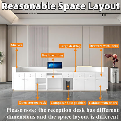 Aihm-Lon Reception Desk with Drawers for Office 64"-120"