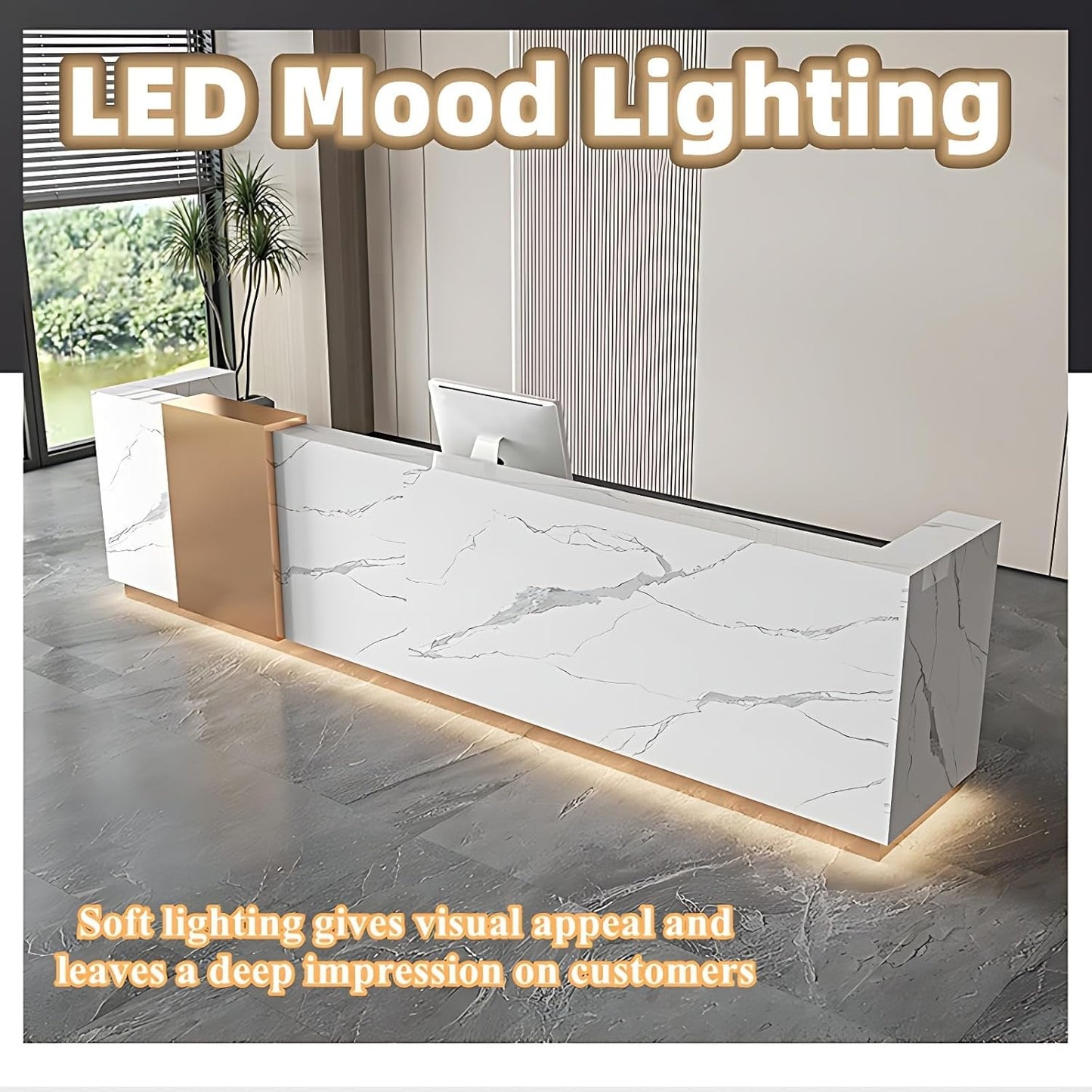 Aihm-Lon Reception Desk with Drawers for Office 64"-120"