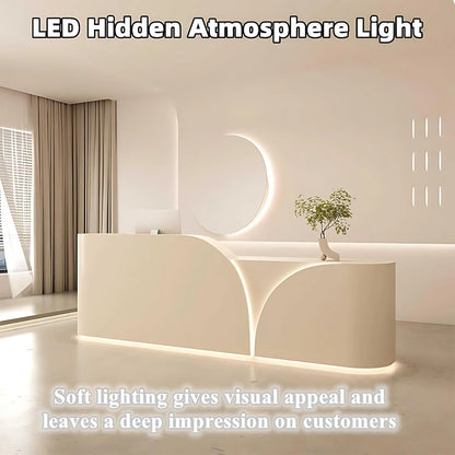 Aihm-Lon Modern Reception Desk with Storage LED Lights 64"-120"