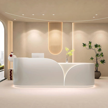 Aihm-Lon Modern Reception Desk with Storage LED Lights 64"-120"