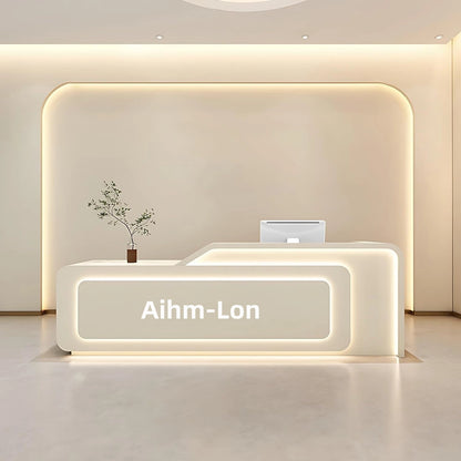 Aihm-Lon Reception Desk with LED Lights Customizable Logo 64"-88"