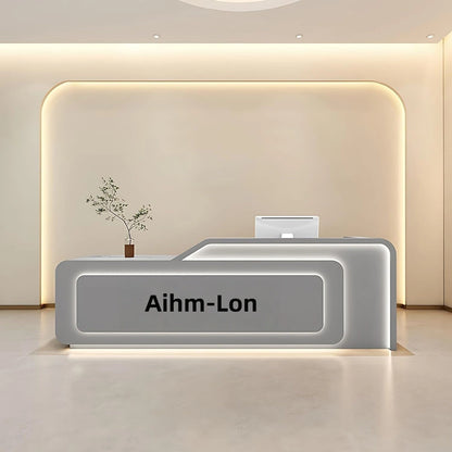 Aihm-Lon Reception Desk with LED Lights Customizable Logo 64"-88"