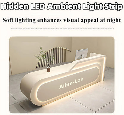 Aihm-Lon Reception Desk for Office or Retail Use Customizable Logo 64"-88"