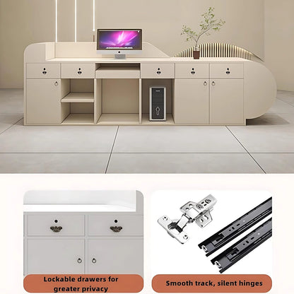 Aihm-Lon Reception Desk for Office or Retail Use Customizable Logo 64"-88"