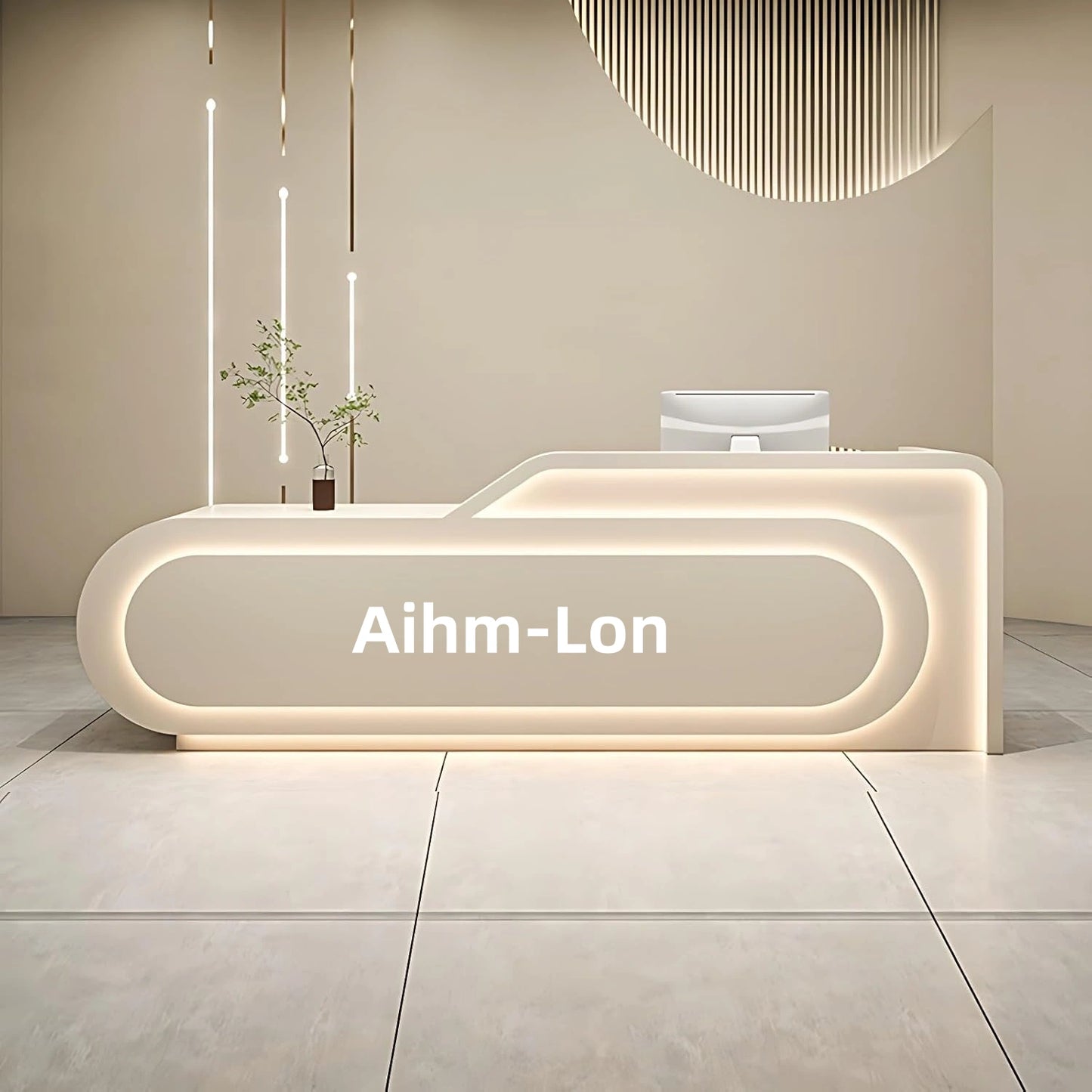 Aihm-Lon Reception Desk for Office or Retail Use Customizable Logo 64"-88"