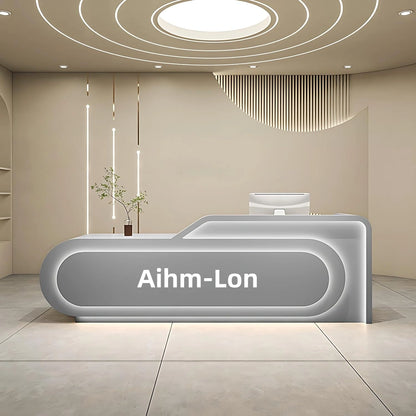 Aihm-Lon Reception Desk for Office or Retail Use Customizable Logo 64"-88"