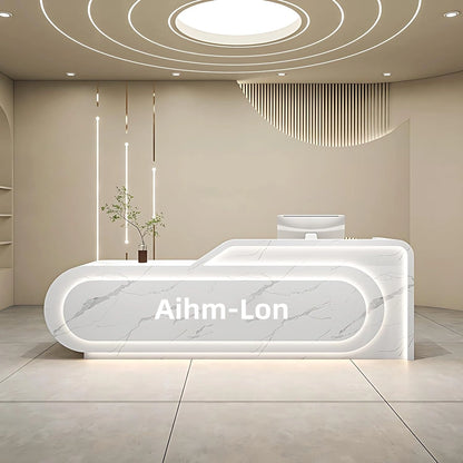 Aihm-Lon Reception Desk for Office or Retail Use Customizable Logo 64"-88"