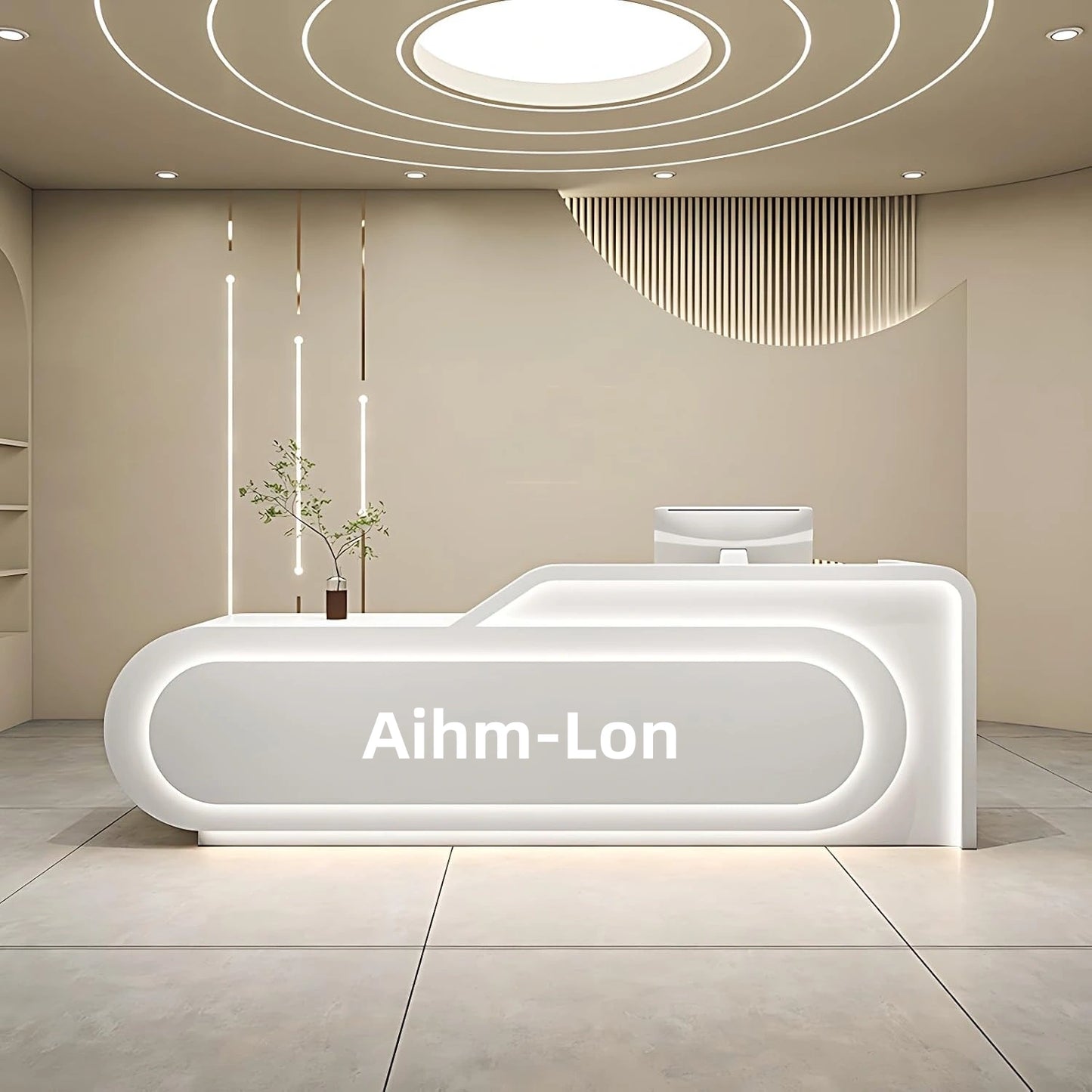 Aihm-Lon Reception Desk for Office or Retail Use Customizable Logo 64"-88"