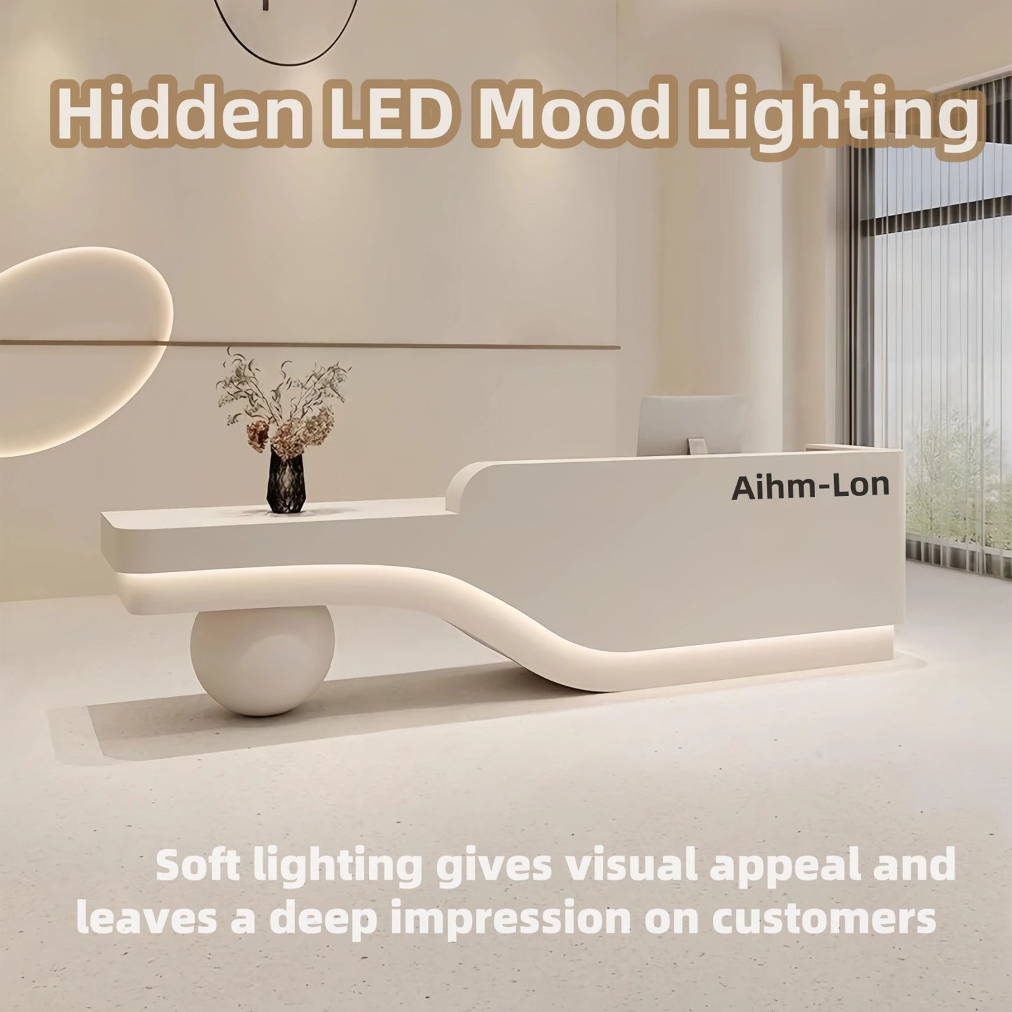 Aihm-Lon Reception Desk for Beauty Salon 72"-120"