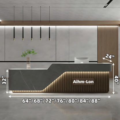 Aihm-Lon Front Desk Reception with Lighting Customizable Logo 64" -88"