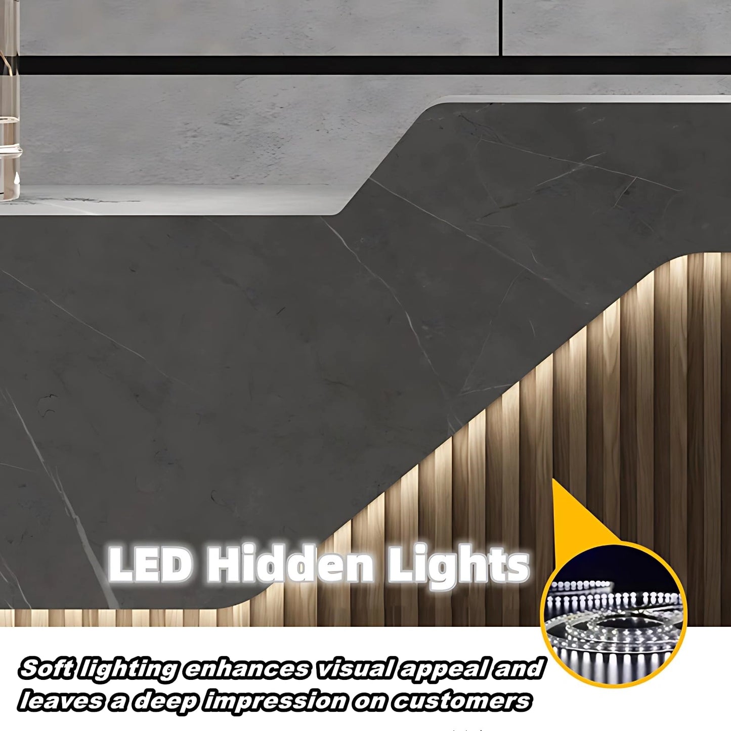 Aihm-Lon Front Desk Reception with Lighting Customizable Logo 64" -88"