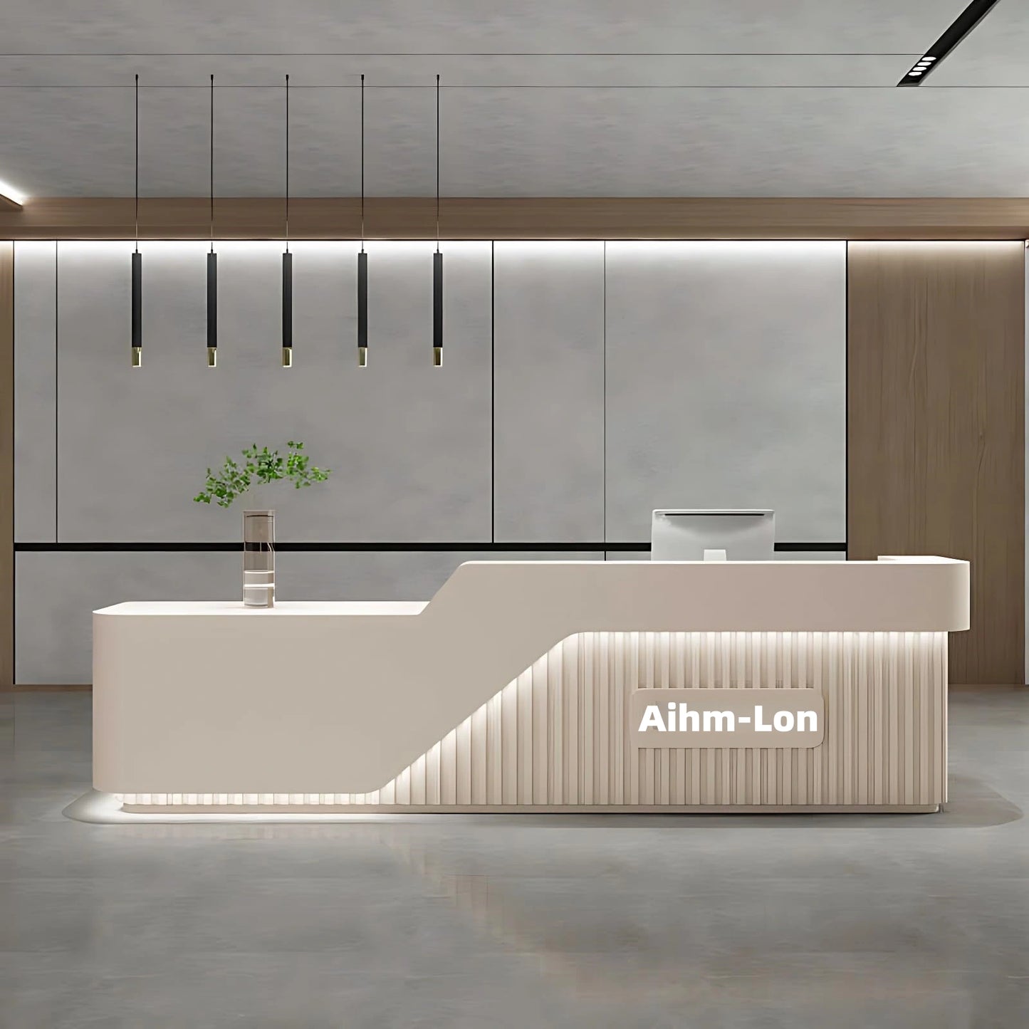 Aihm-Lon Front Desk Reception with Lighting Customizable Logo 64" -88"