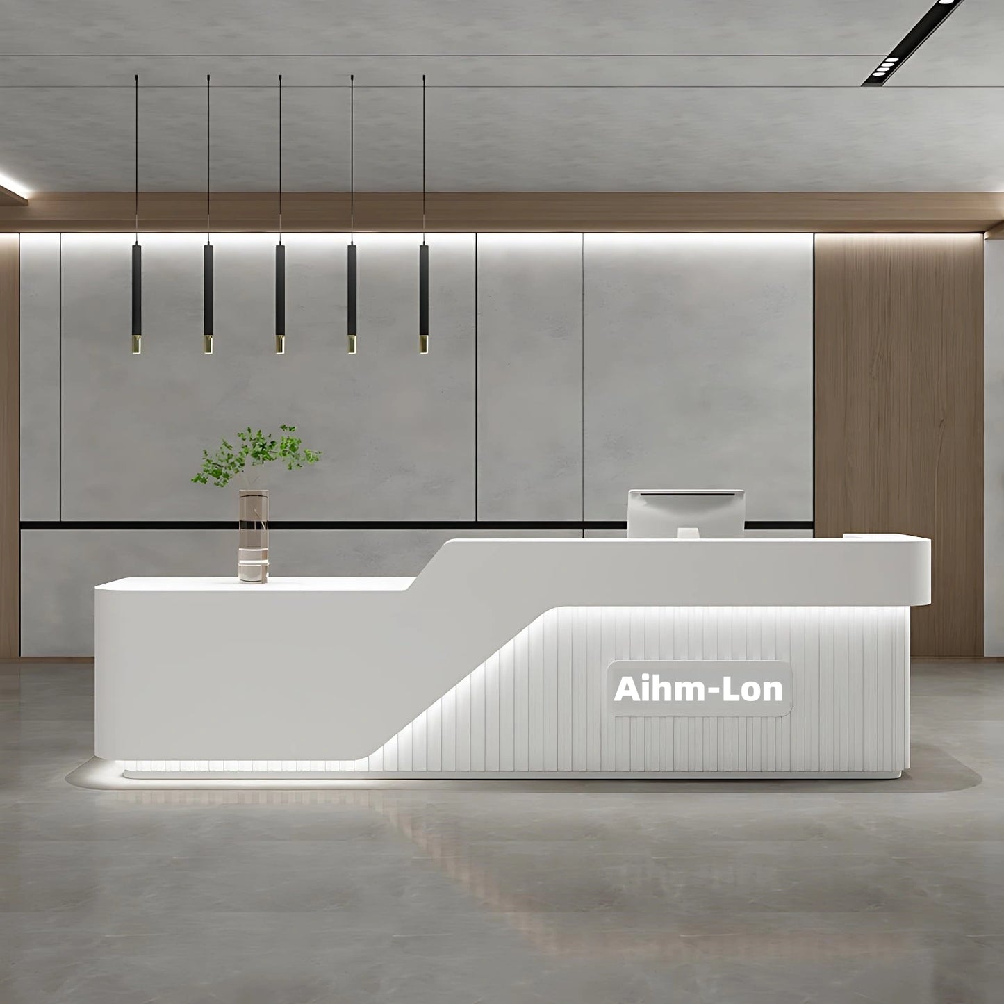 Aihm-Lon Front Desk Reception with Lighting Customizable Logo 64" -88"