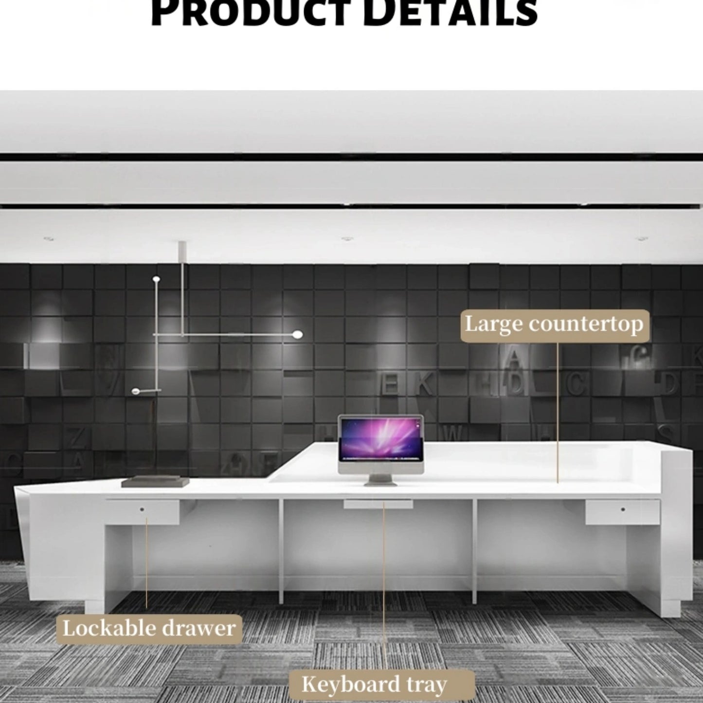 Aihm-Lon Front Desk Reception with Lighting 63"-118"