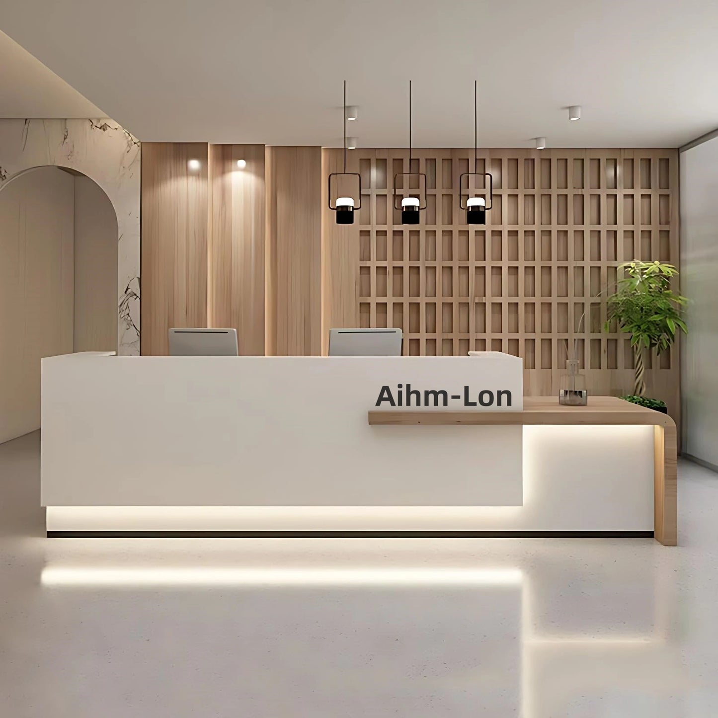 Aihm-Lon Reception Desk with Lighting for Office 64"-120"