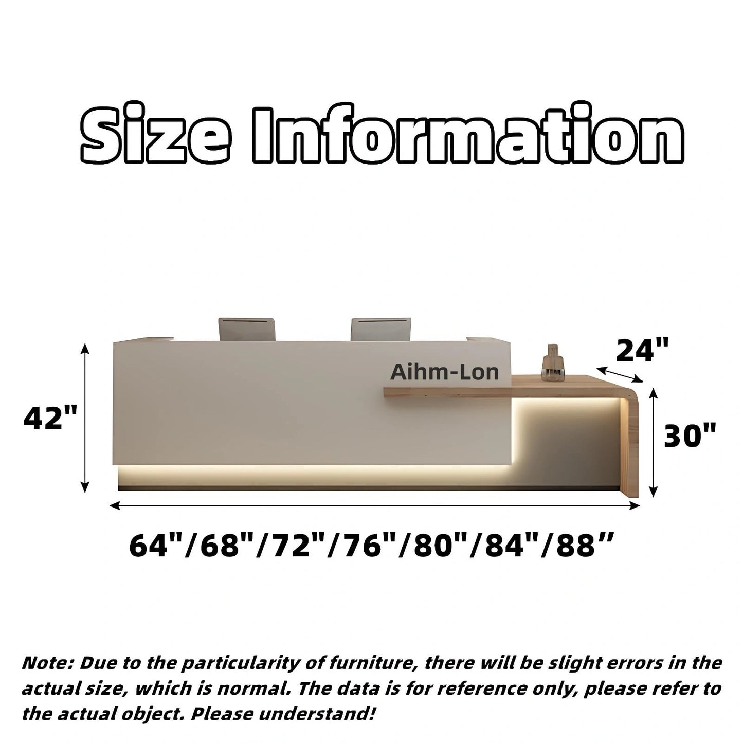 Aihm-Lon Reception Desk with Lighting for Office 64"-120"