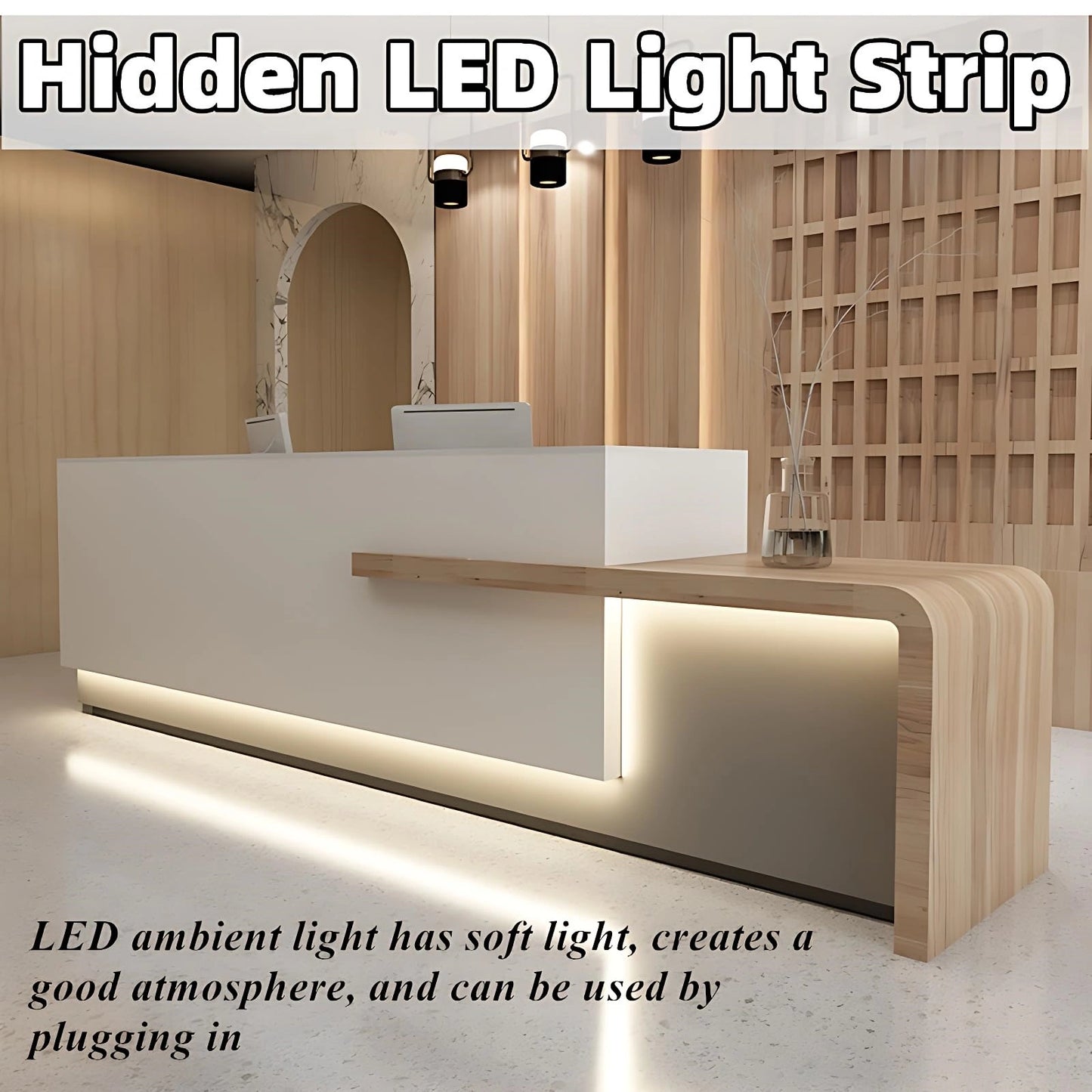 Aihm-Lon Reception Desk with Lighting for Office 64"-120"
