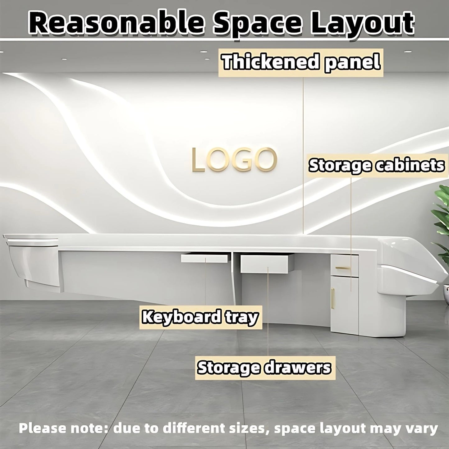 Aihm-Lon Stylish Front Reception Desk for Office 64"-120"