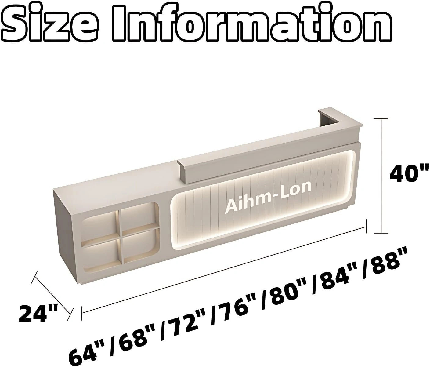 Aihm-Lon Reception Desk with Display Area 64"-88"