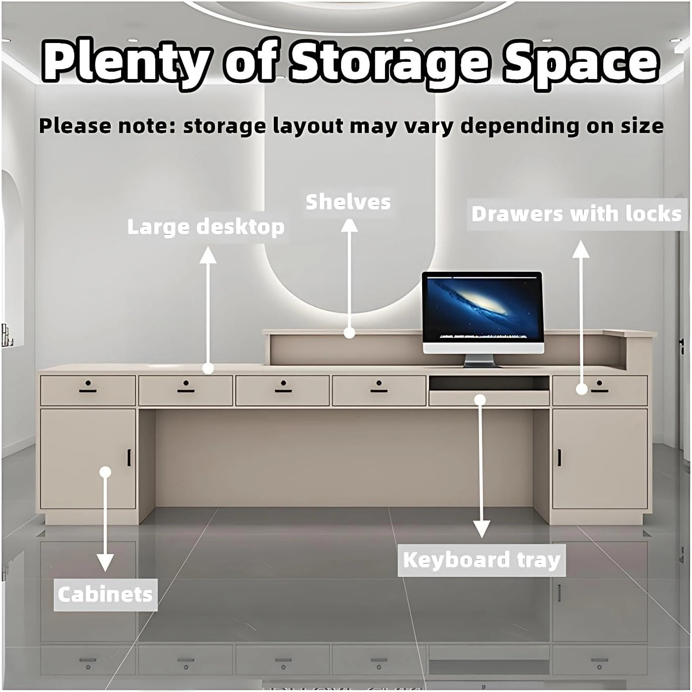 Aihm-Lon Reception Desk with Display Area 64"-88"