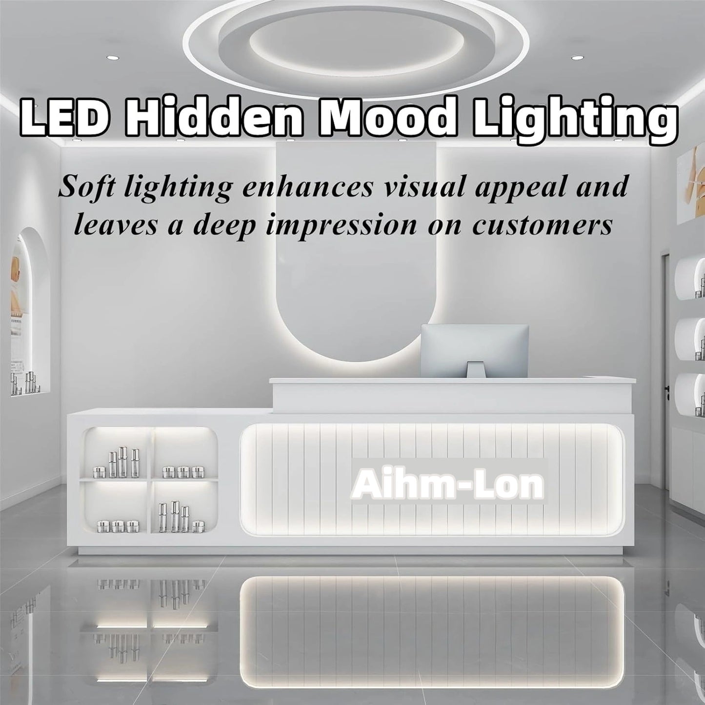 Aihm-Lon Reception Desk with Display Area 64"-88"