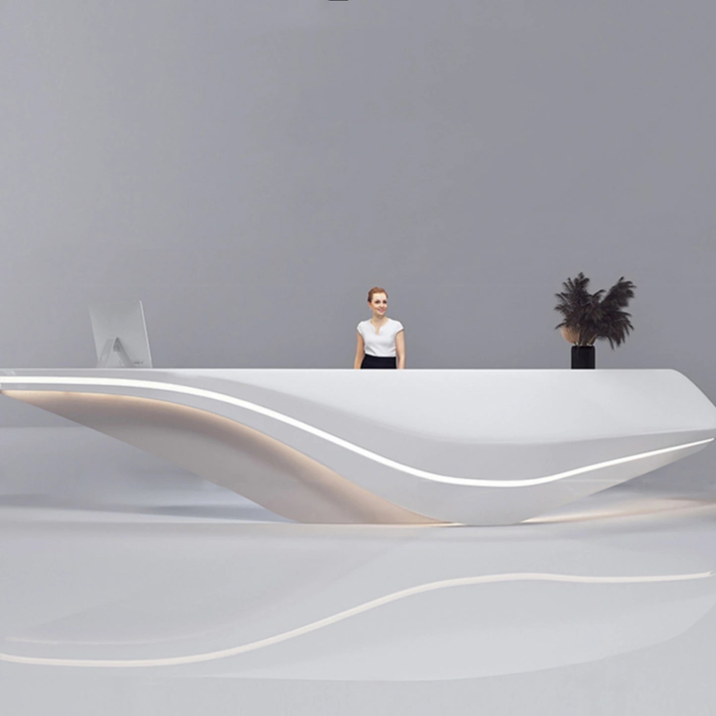 Aihm-Lon Reception Desk Customized Creative Irregular-Shaped Front Desk 87”-110”