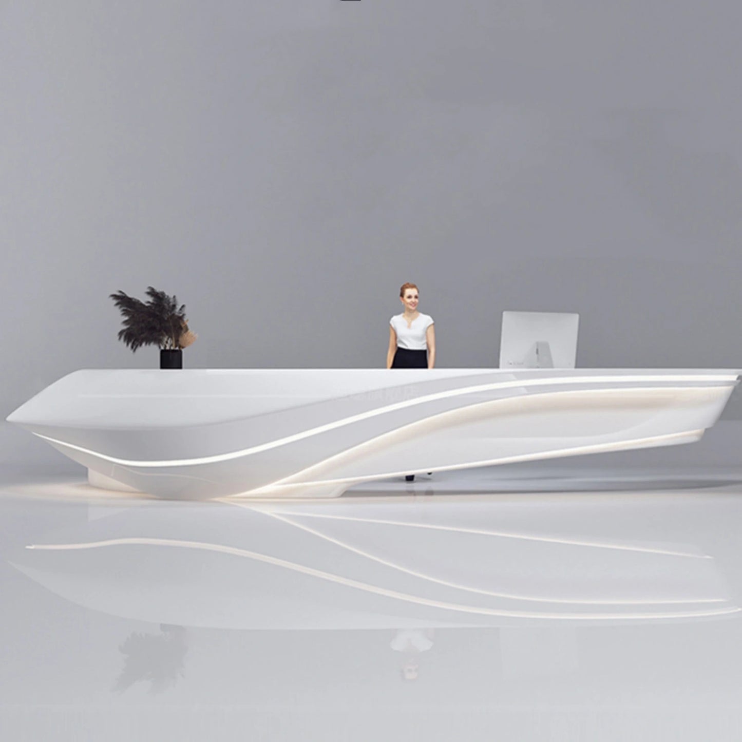 Aihm-Lon Reception Desk Customized Creative Irregular-Shaped Front Desk 87”-110”