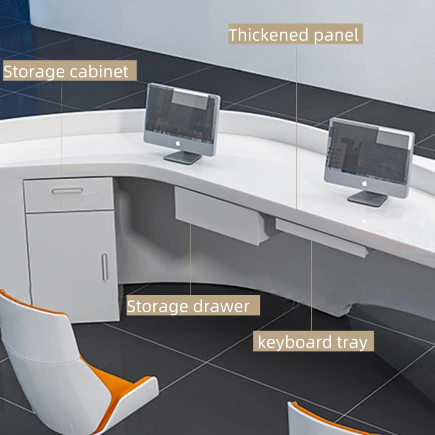 Aihm-Lon Reception Desk Customized Creative Irregular-Shaped Front Desk 87”-110”