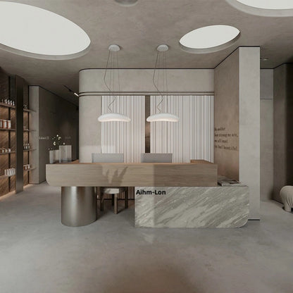 Aihm-Lon Reception Desk with Stainless Steel Table Legs for Beauty Salon Clothing Store 64"-118"