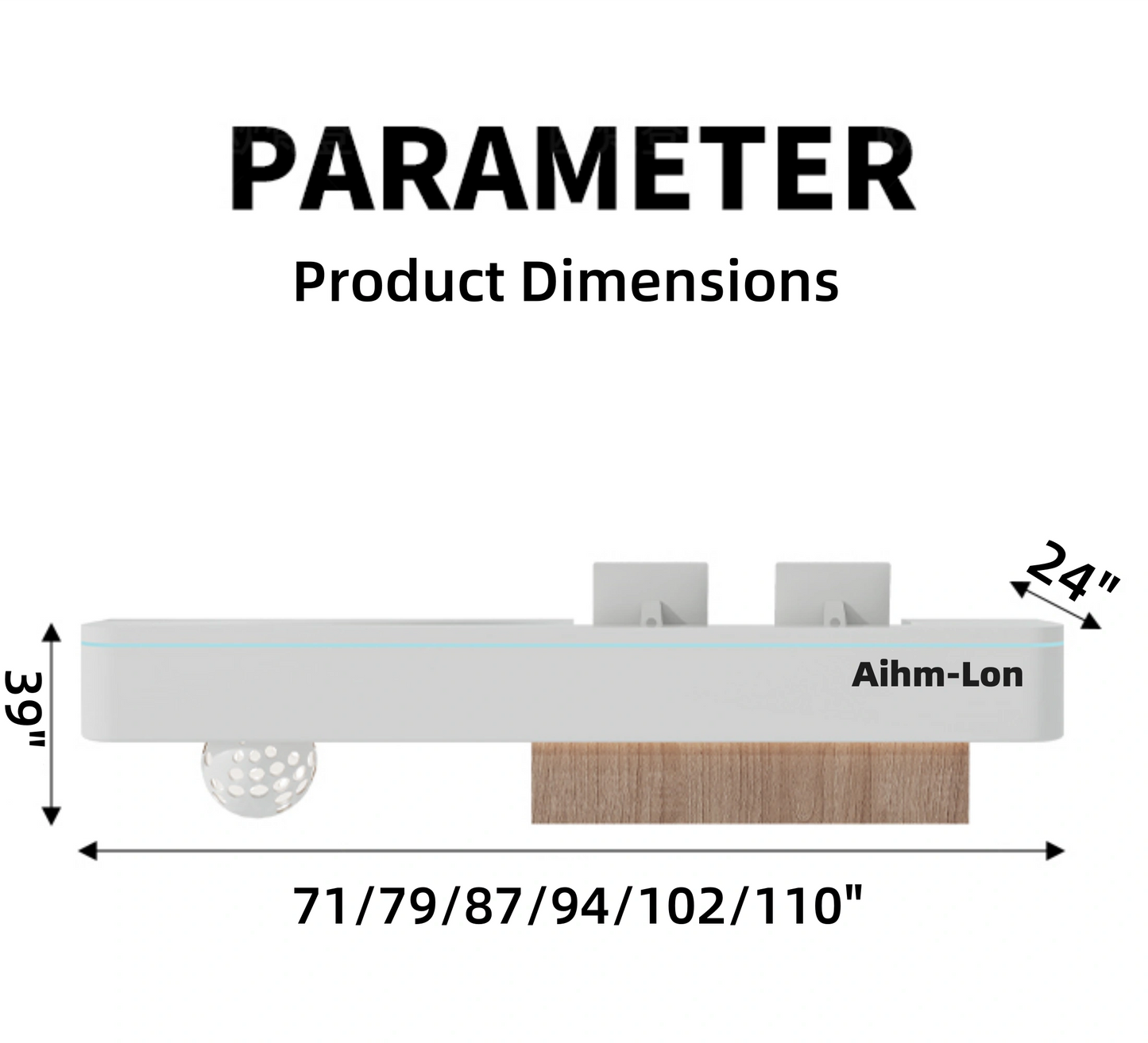 Aihm-Lon Reception Desk with Unique Spherical Design for Hotel Lobby 71"-110"