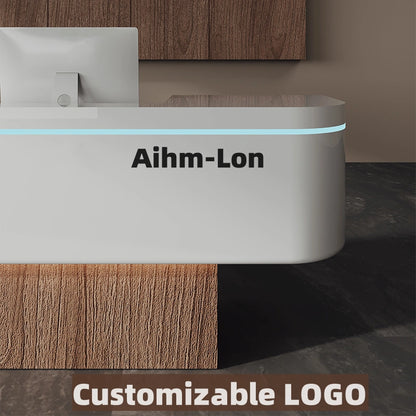 Aihm-Lon Reception Desk with Unique Spherical Design for Hotel Lobby 71"-110"