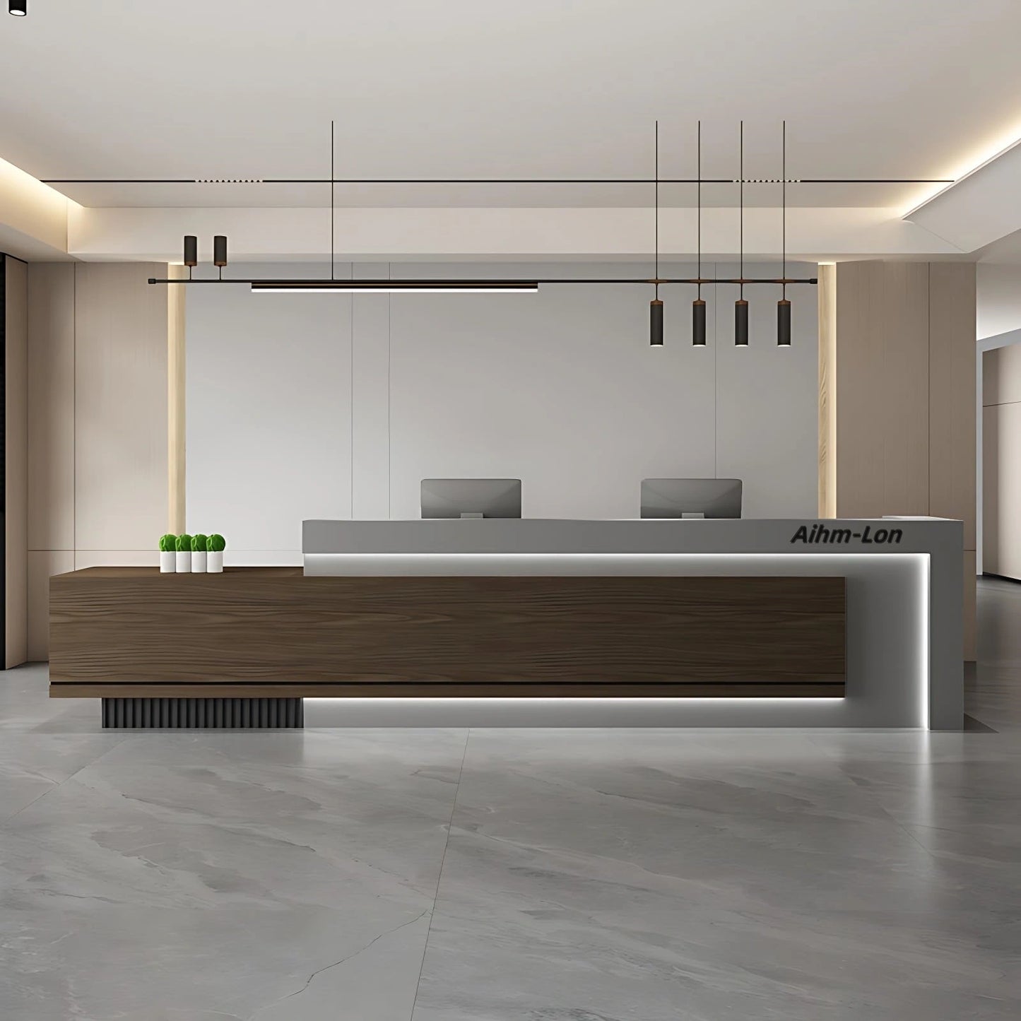 Aihm-Lon Reception Desk with Hidden LED Lighting 64"-120"