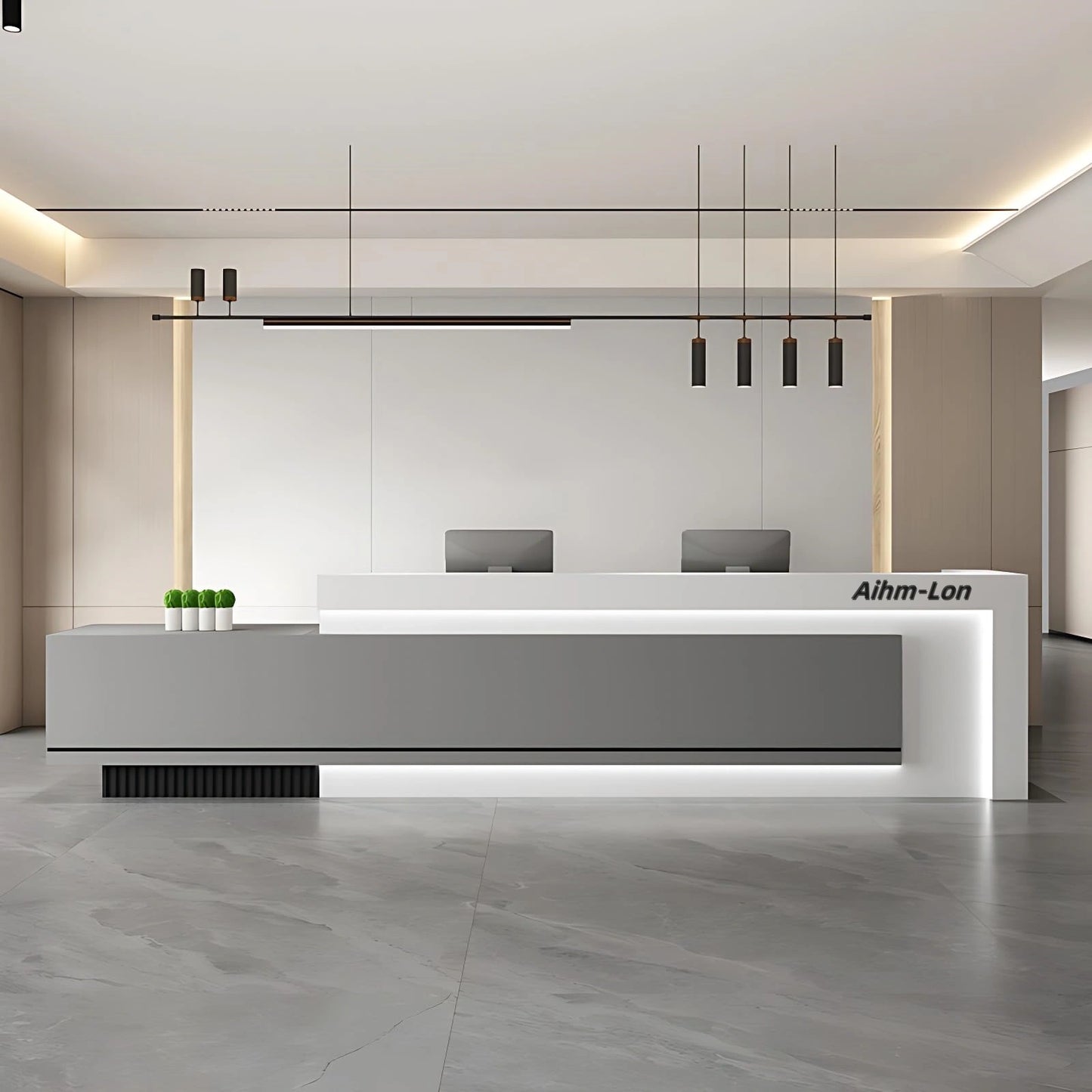 Aihm-Lon Reception Desk with Hidden LED Lighting 64"-120"