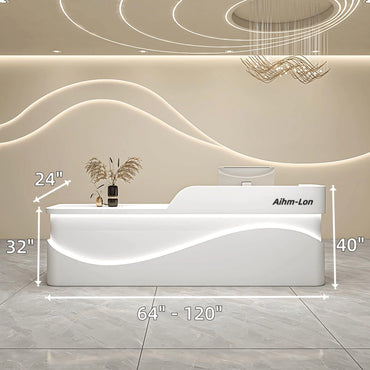 Aihm-Lon Modern Reception Desk with LED Light for Office Clothing Store 64"-120"