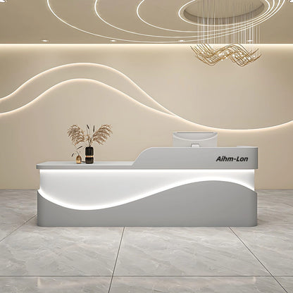 Aihm-Lon Modern Reception Desk with LED Light for Office Clothing Store 64"-120"