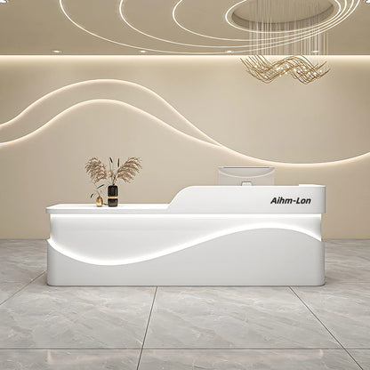 Aihm-Lon Modern Reception Desk with LED Light for Office Clothing Store 64"-120"