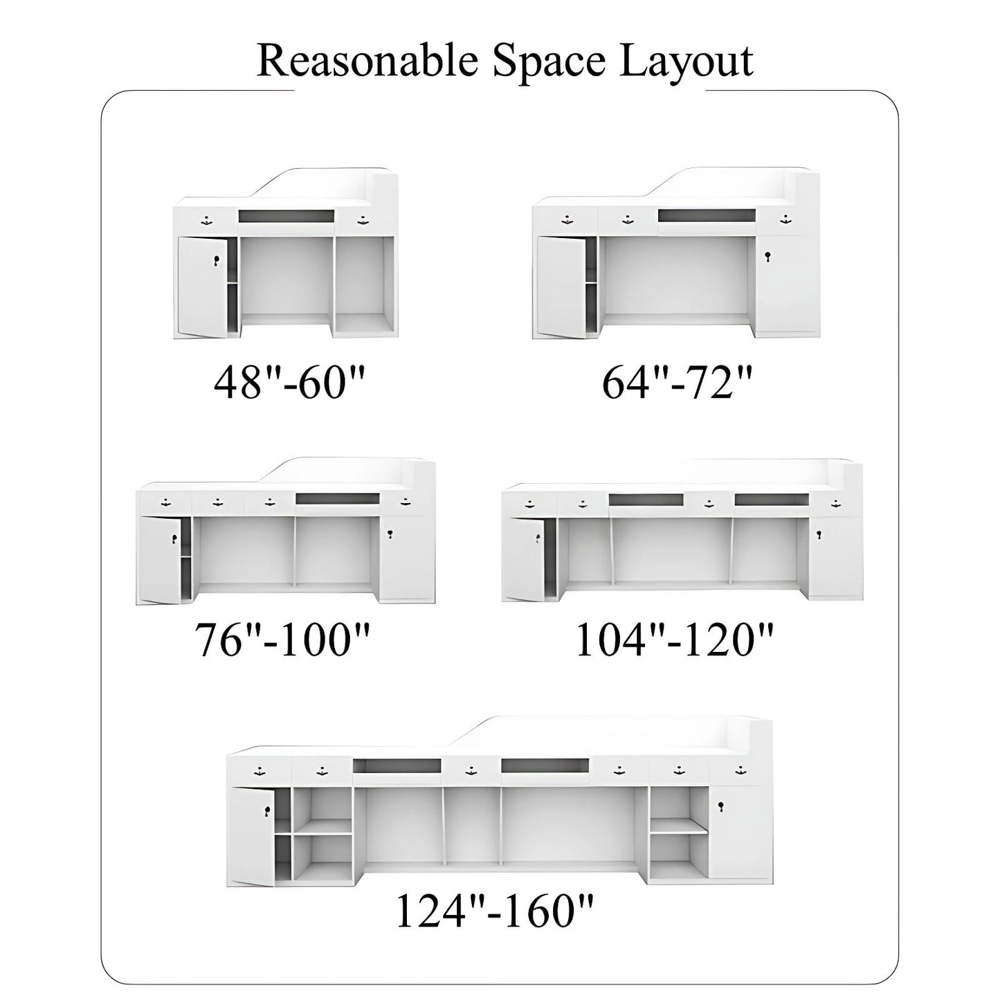 Aihm-Lon Reception Desk with Hidden Lighting  for Office and Checkout Areas 64"-120"