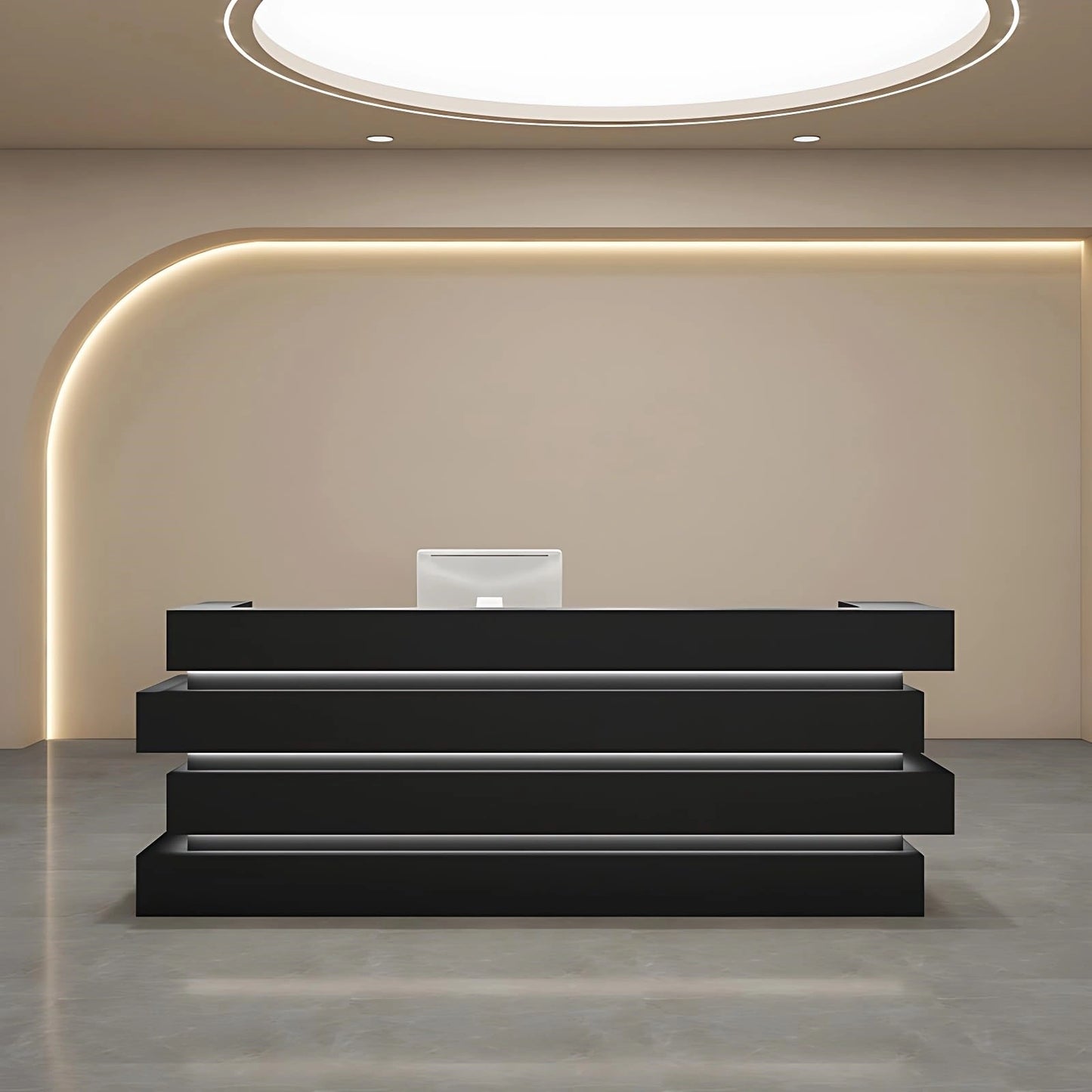 Aihm-Lon Reception Desk with Hidden Lighting  for Office and Checkout Areas 64"-120"