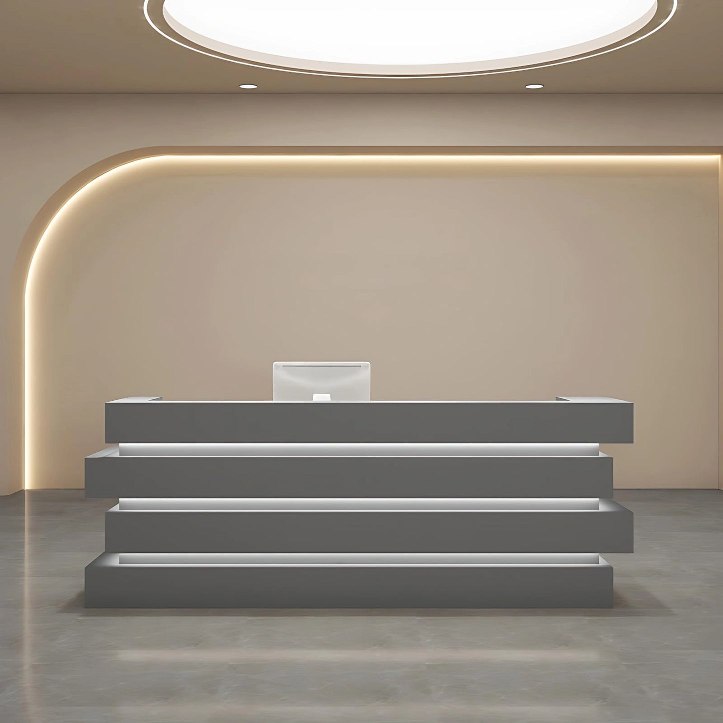 Aihm-Lon Reception Desk with Hidden Lighting  for Office and Checkout Areas 64"-120"