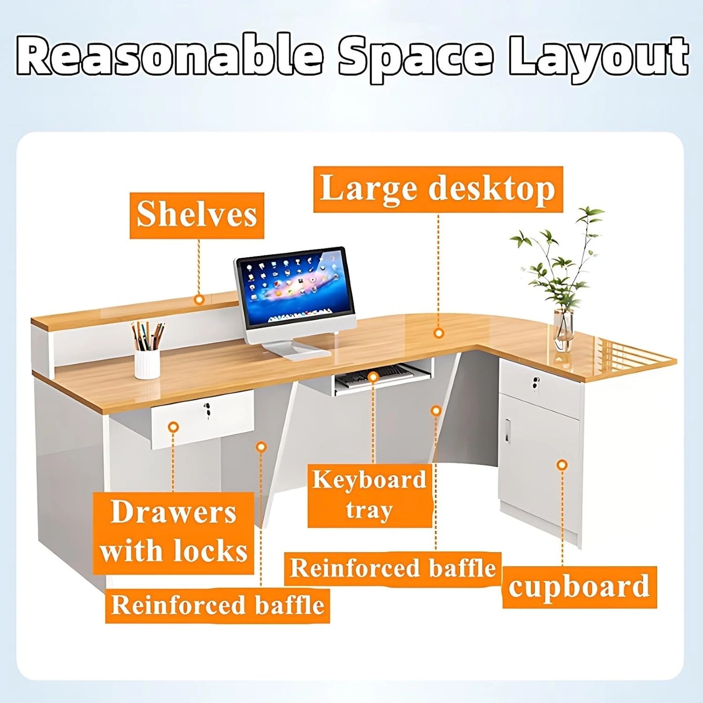 Aihm-Lon Reception Desk for Reception Area 64"-120"