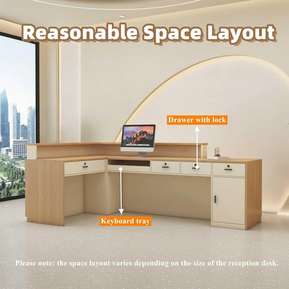 Aihm-Lon Office Reception Desk L-Shaped with Light 64"-120"