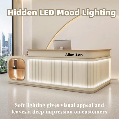 Aihm-Lon Office Reception Desk L-Shaped with Light 64"-120"