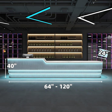 Aihm-Lon Reception Desk with Lights Storage Drawers and Cabinets 64"-120"