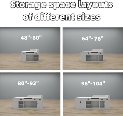 Aihm-Lon Reception Desk with Lights Storage Drawers and Cabinets 64"-120"