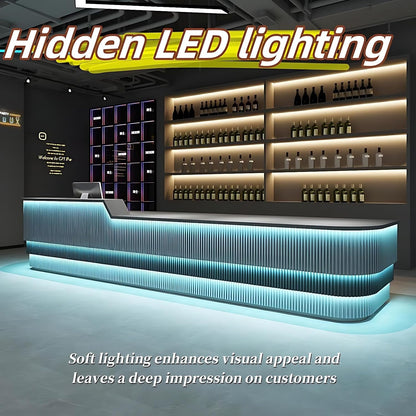 Aihm-Lon Reception Desk with Lights Storage Drawers and Cabinets 64"-120"