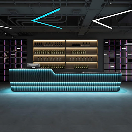 Aihm-Lon Reception Desk with Lights Storage Drawers and Cabinets 64"-120"