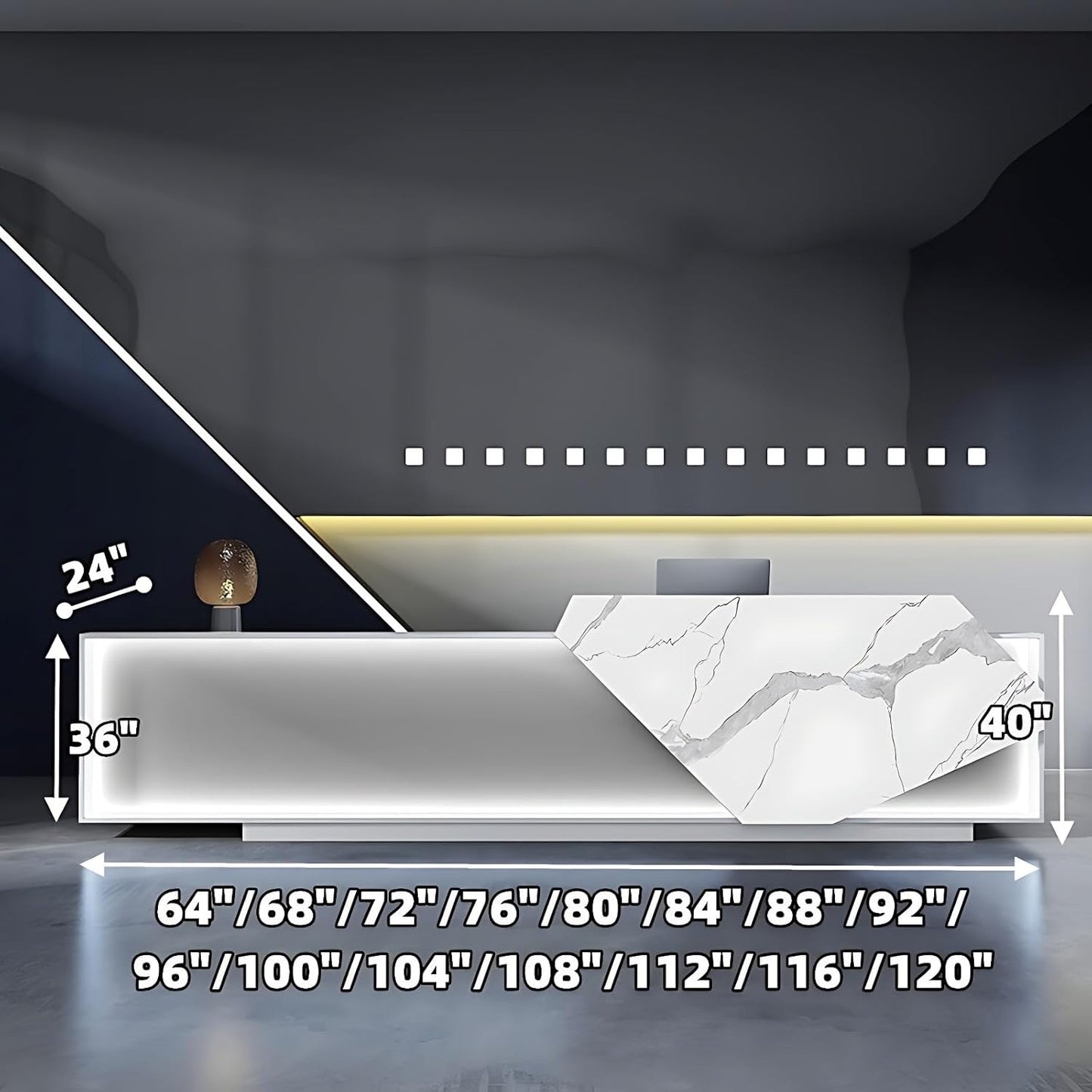 Aihm-Lon Reception Desk with Solid Wood Construction 64"-120"