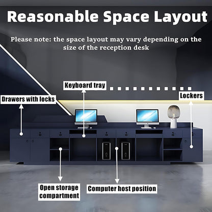 Aihm-Lon Reception Desk with Solid Wood Construction 64"-120"