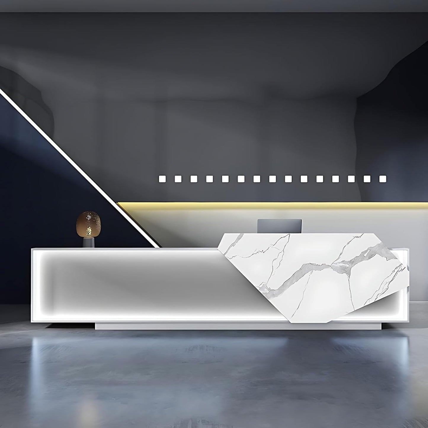 Aihm-Lon Reception Desk with Solid Wood Construction 64"-120"